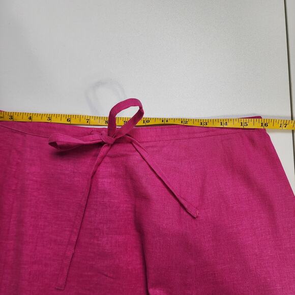 George Womens Vintage Linen Blend Midi Skirt Size 14 Hot Pink A Line Boho Girly - Picture 7 of 8